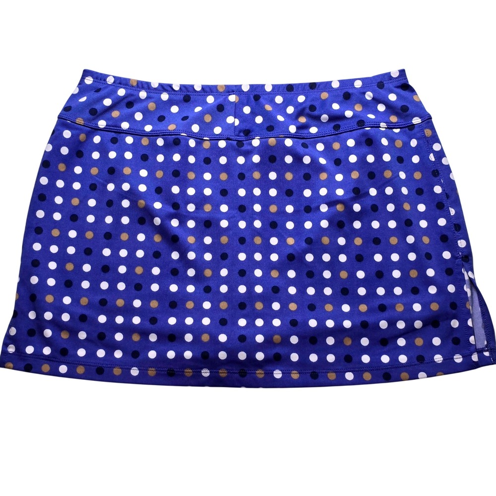 Jofit Womens Size L Golf Tennis Skort Pull-On Blue Polka Dot Athletic Skirt